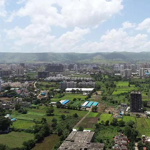 Drone exterior photography of a building facade in Pune — AerialPhotoIndia