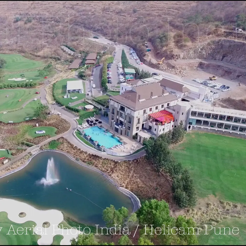 Aerial photography of a golf club property in Maharashtra — AerialPhotoIndia